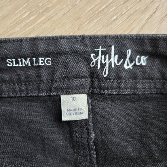 Style & Co Women's 10 Black Straight Leg Denim Blue Jeans EUC - Picture 7 of 12